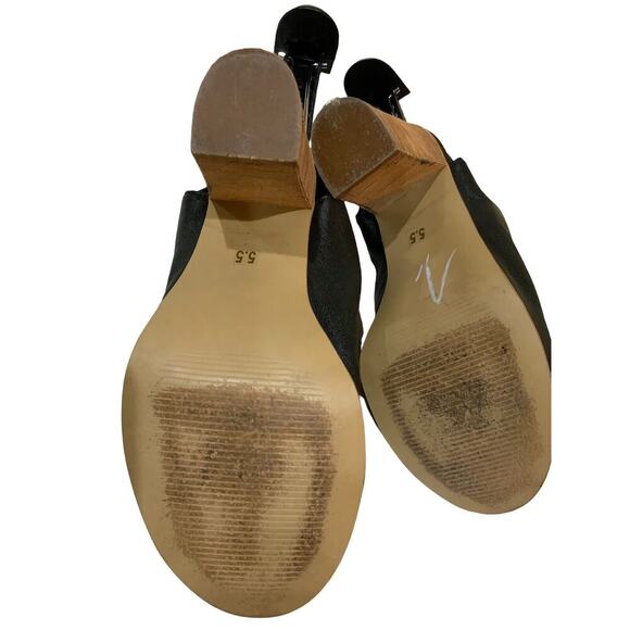 Steve Madden Sandal Women Size 5.5 Nonstop Black Leather Wrap Snap Open Peep Toe - Picture 9 of 12